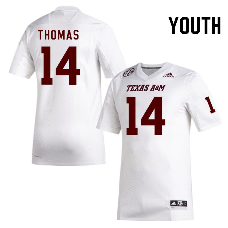 Youth #14 Jayvon Thomas Texas A&M Aggies College Football Jerseys Stitched Sale-White